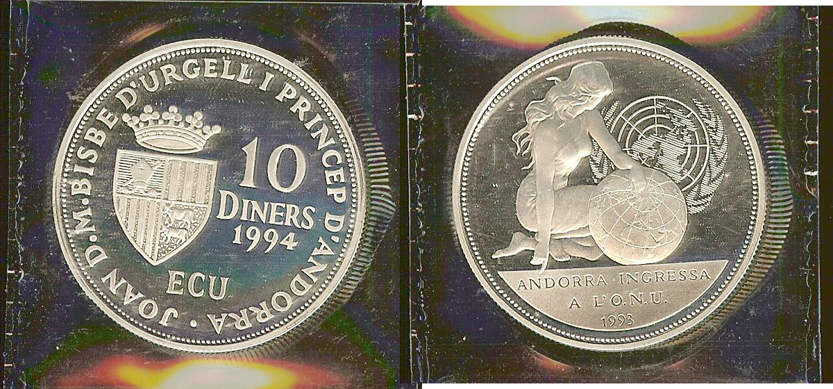 Andorra 10 diners 1994 Proof